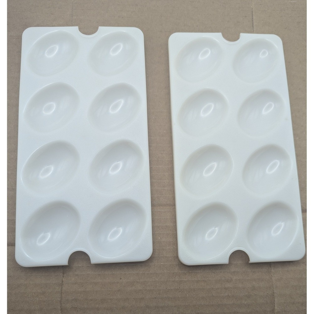 Tupperware Vtg Deviled Egg Tray Inserts Set of 2 White 665-1 665-2 Replacement